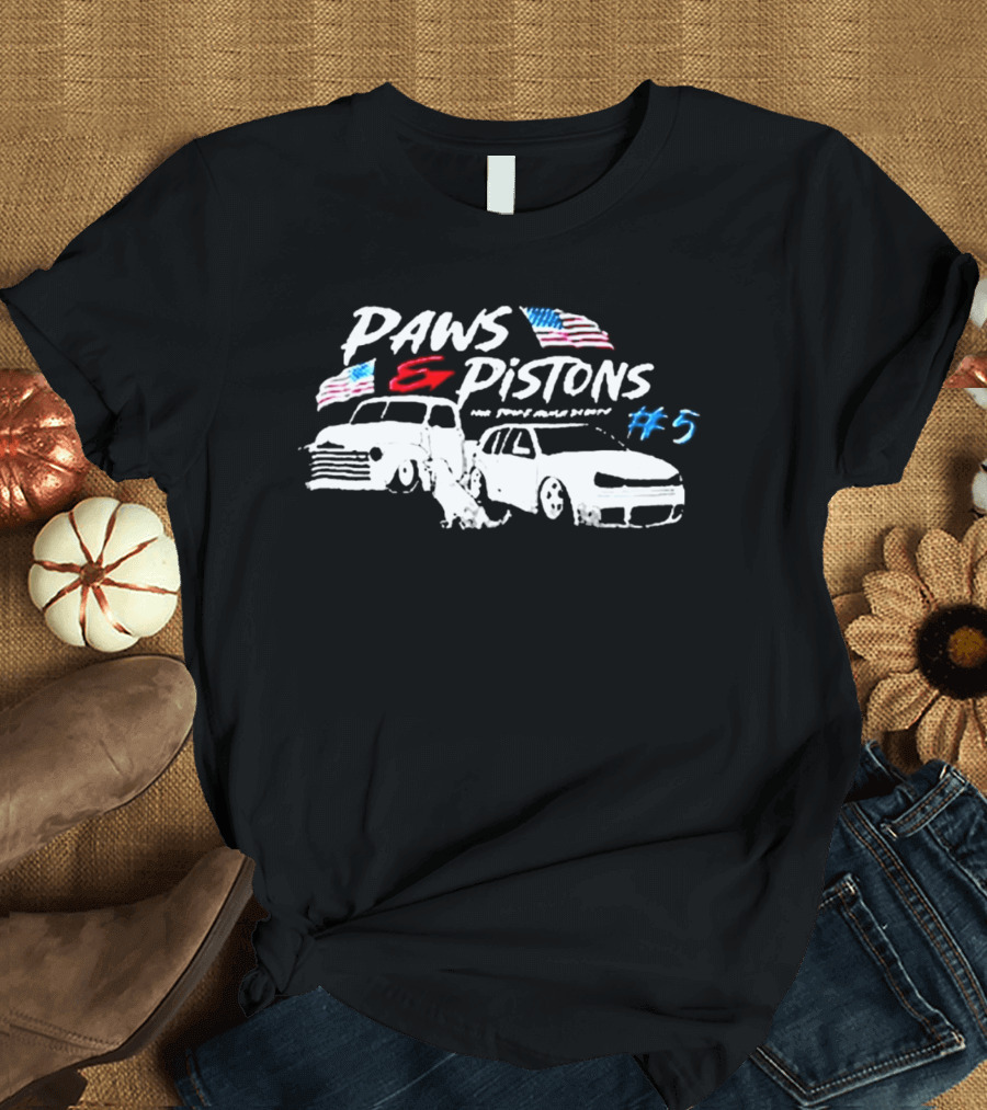 Paws And Pistons American Flag Cars #5 T-Shirt
