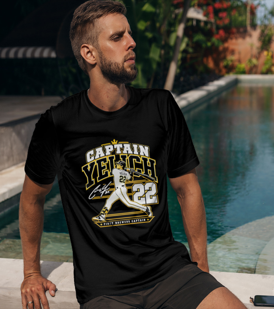 Captain Yelich 22 First Brewers Captain Milwaukee Brewers T-Shirt