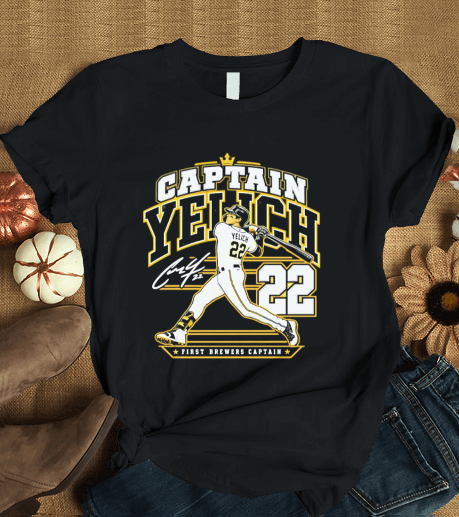 Captain Yelich 22 First Brewers Captain Milwaukee Brewers T-Shirt