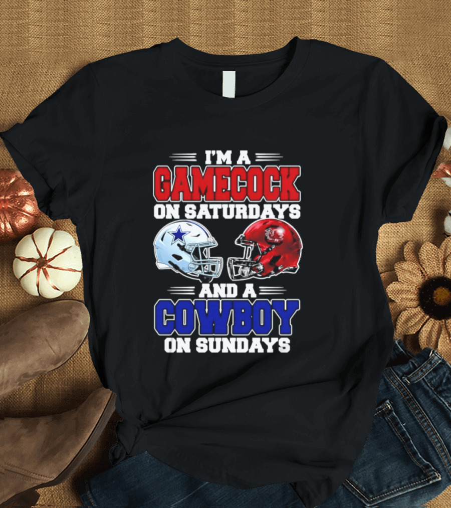 I'm A Gamecock On Saturdays And A Cowboy On Sundays Helmet Rivalry 2026 T-Shirt
