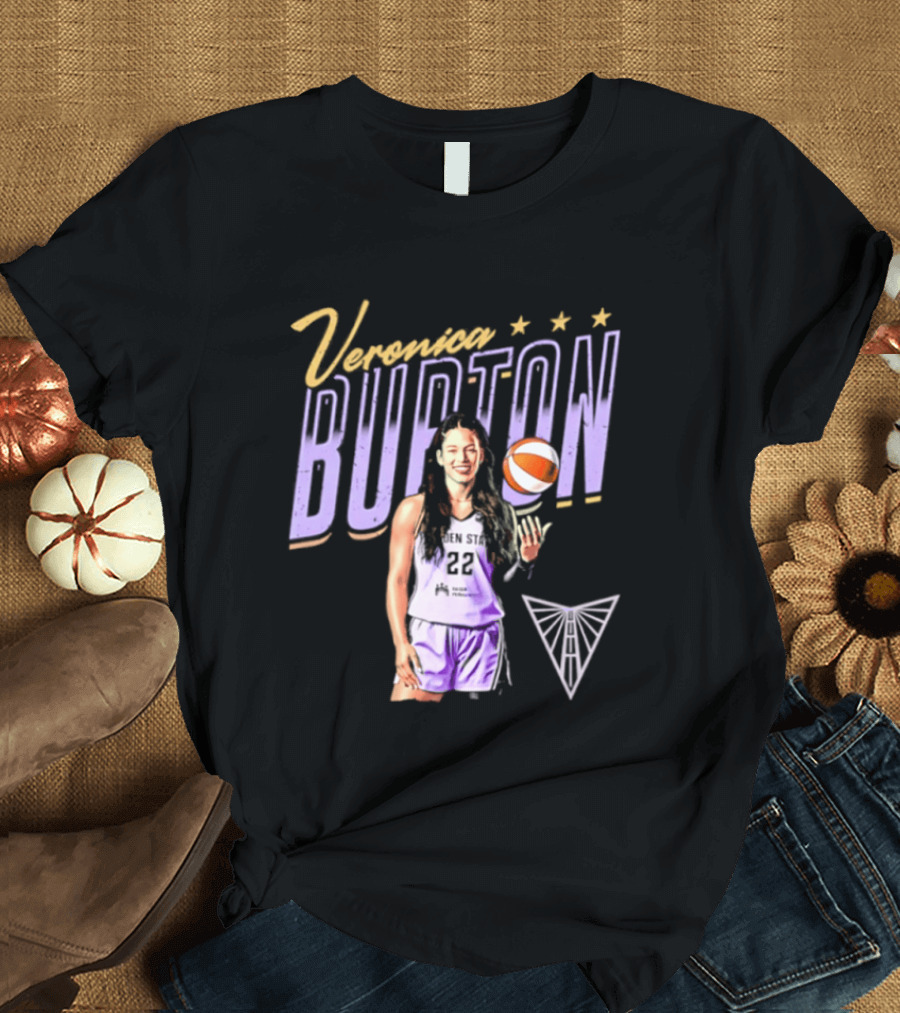 Veronica Burton Basketball Pose Valkyries Purple Orange 2026 T-Shirt