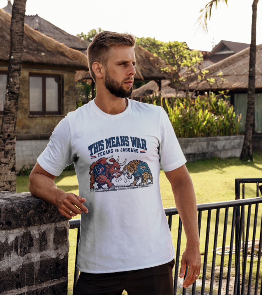 This Means War Texans Vs Jaguars Angry Bull Vs Jaguar Football T-Shirt