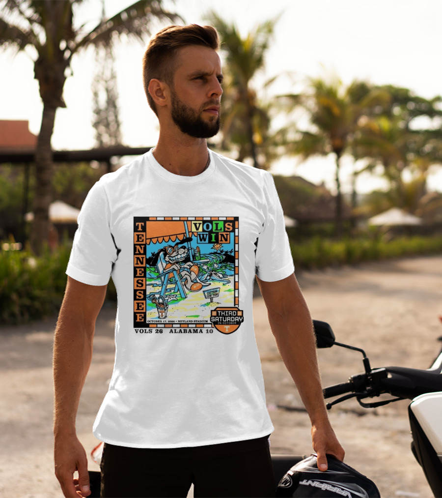 Tennessee Volunteers Vols Win Third Saturday In October 2026 Neyland Stadium October 17 Caution Low Tide T-Shirt