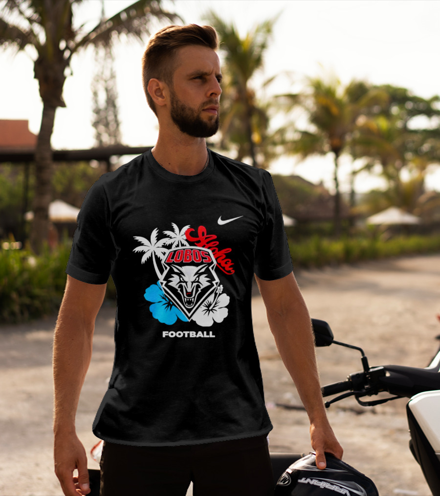 New Mexico Lobos Football Aloha 2026 Nike Tropical Palm Hibiscus T-Shirt