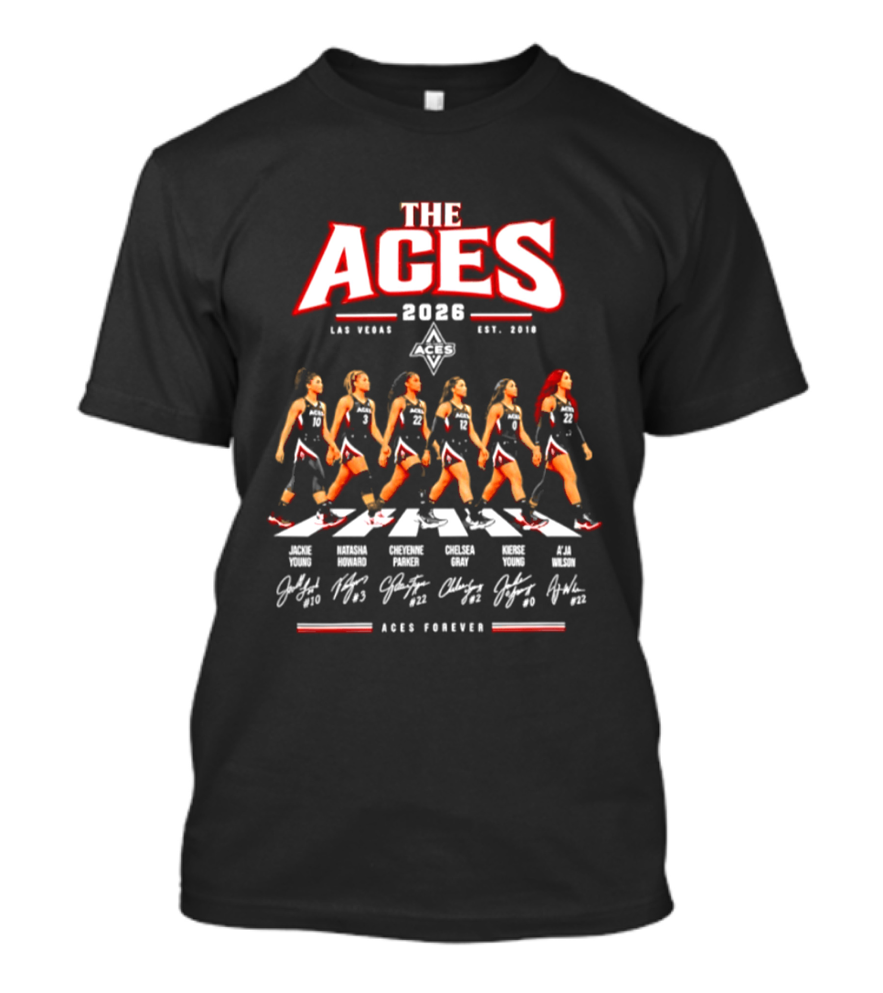 The Aces 2026 Las Vegas Team Abbey Road Aces Forever Signatures T-Shirt