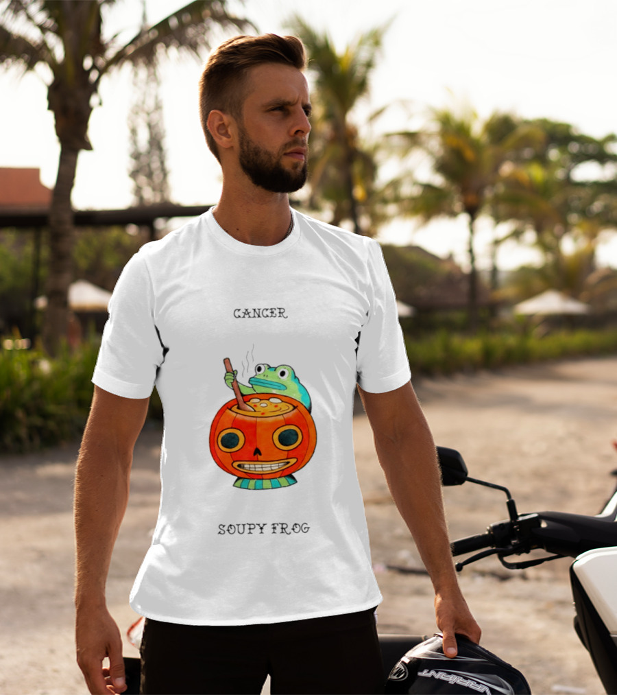Halloween Cancer Zodiac Soupy Frog Pumpkin T-Shirt