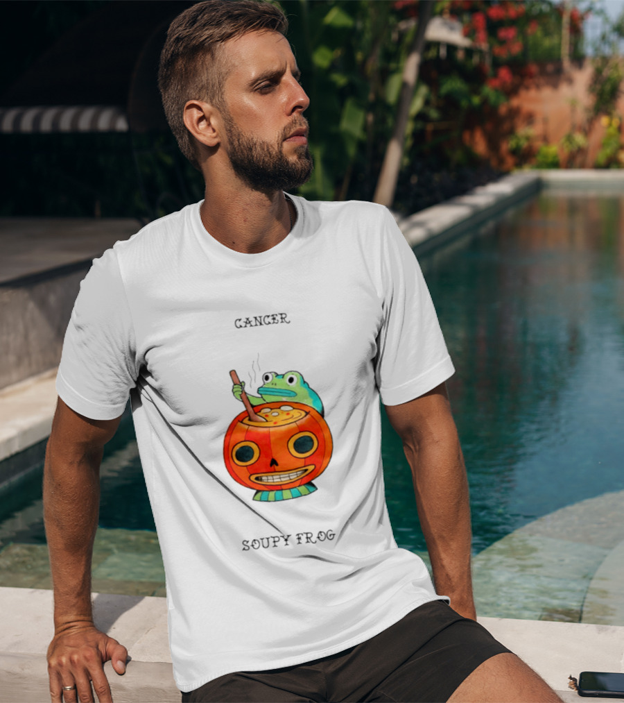 Halloween Cancer Zodiac Soupy Frog Pumpkin T-Shirt