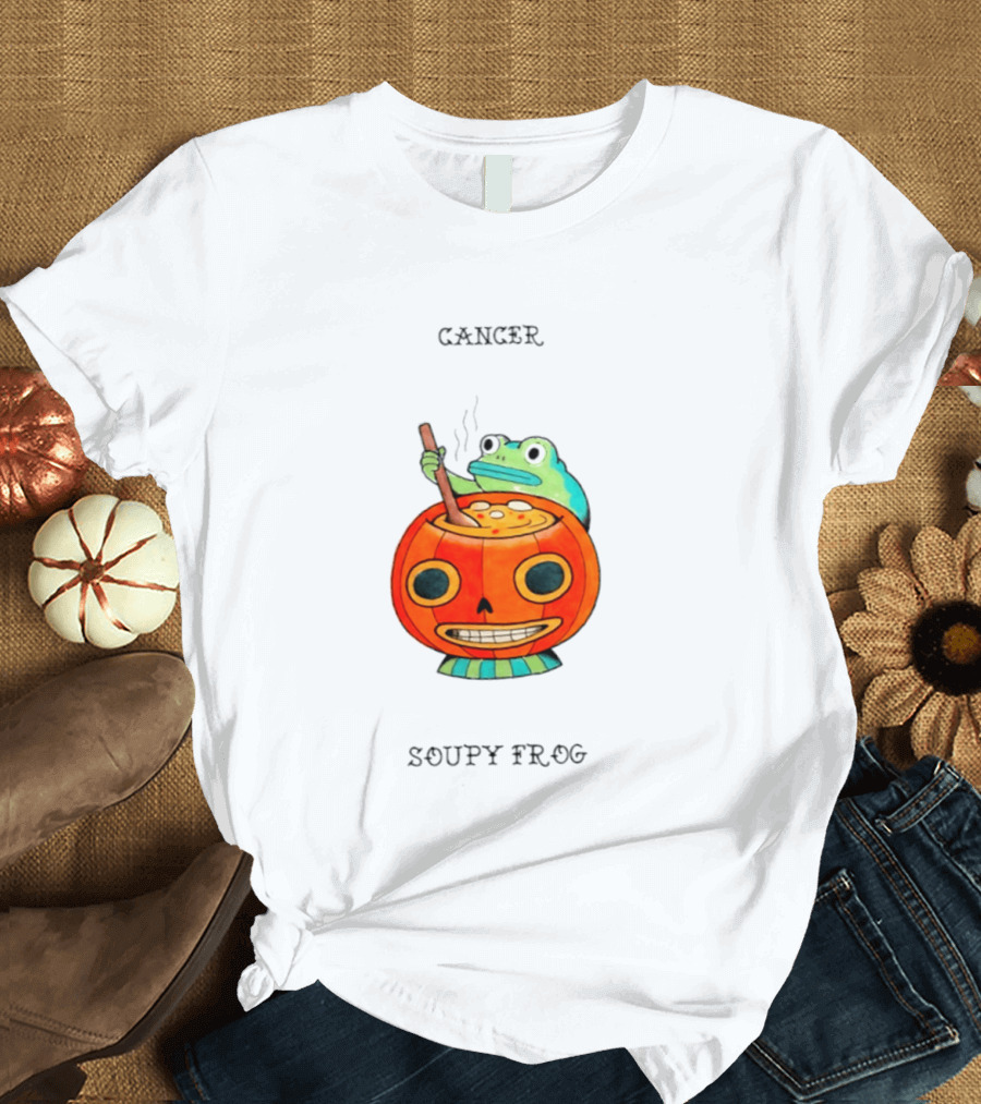 Halloween Cancer Zodiac Soupy Frog Pumpkin T-Shirt