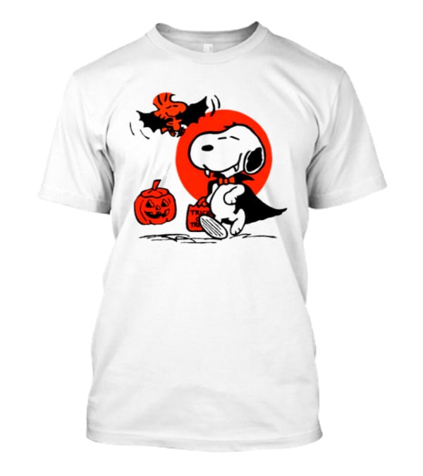 Snoopy Vampire Trick Or Treat 2026 Halloween Pumpkin Woodstock Bat T-Shirt