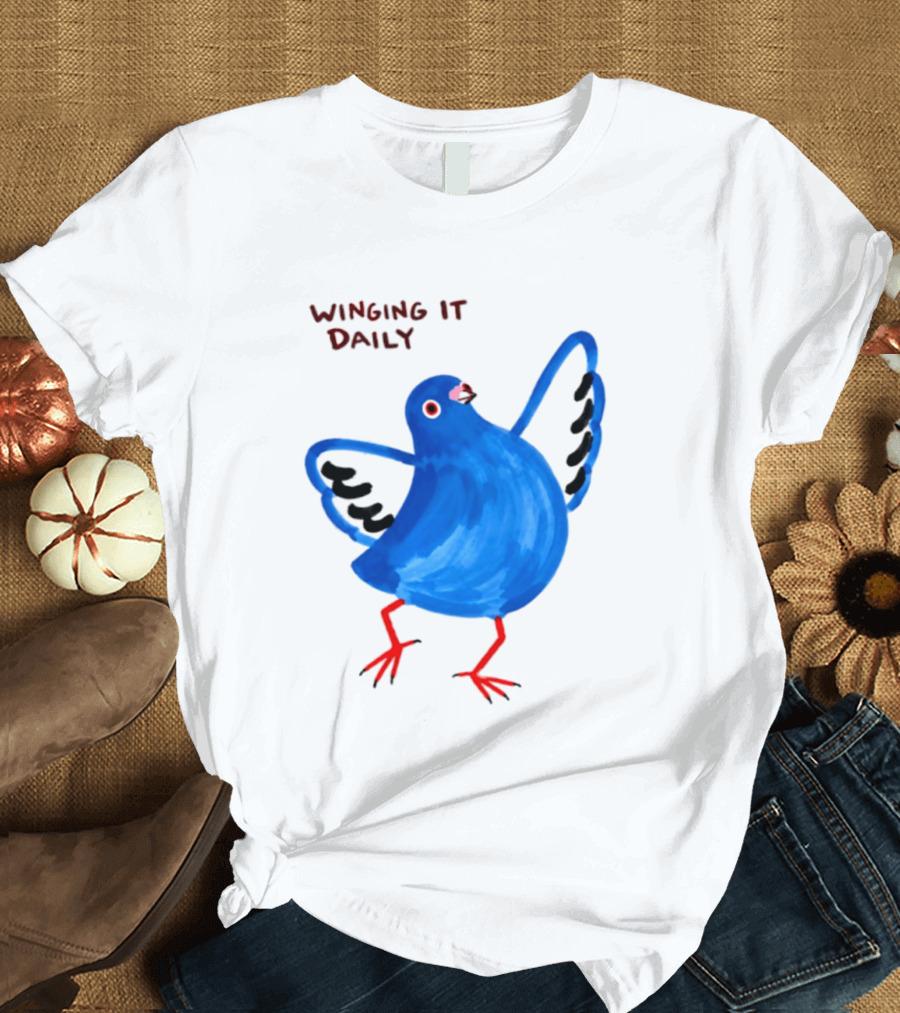 Winging It Daily Pigeon Cartoon Bird T-Shirt