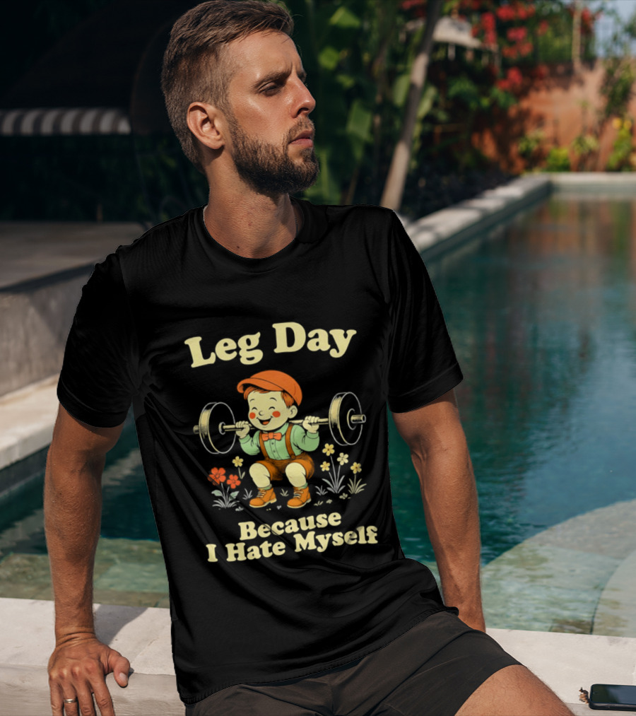 Leg Day Because I Hate Myself Cute Vintage Gym Humor T-Shirt