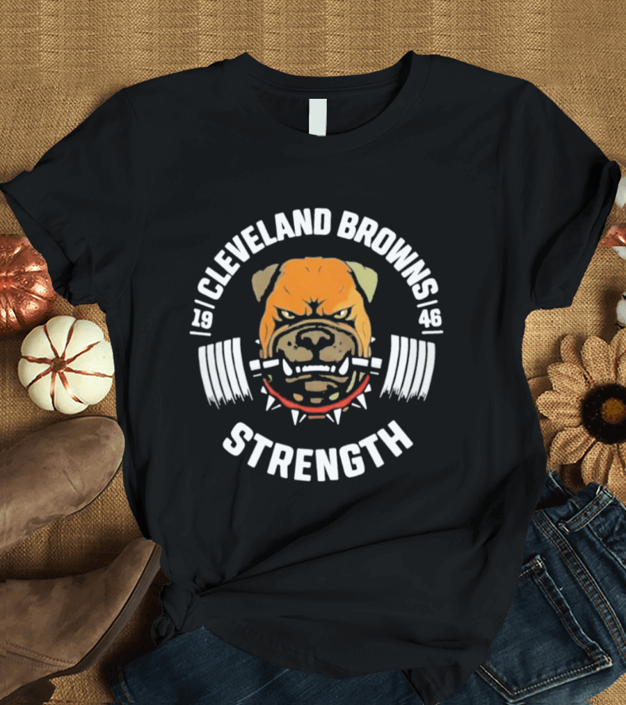 Cleveland Browns Strength Barbell Dog T-Shirt