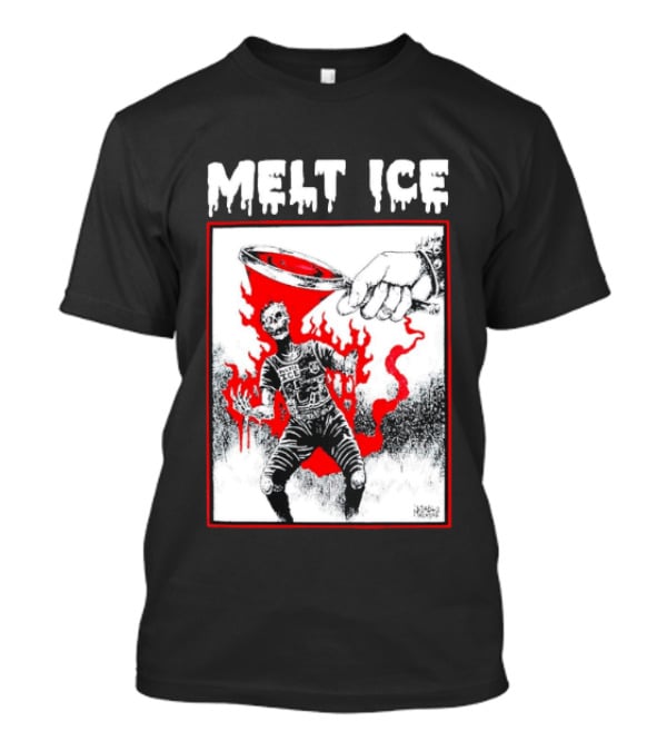 Melt ICE Anti Enforcement Art Black Melting Officer T-Shirt