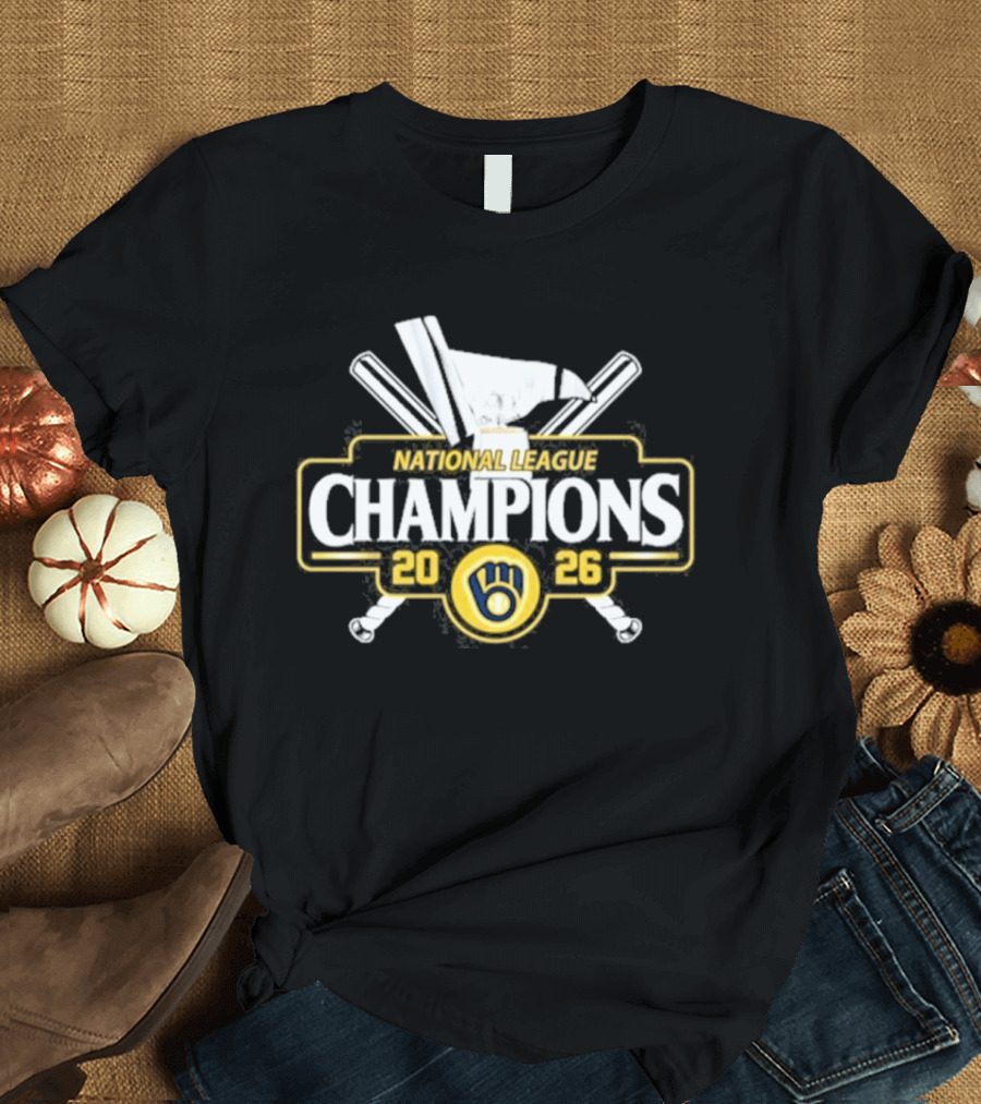 Milwaukee Brewers 2026 National League Champions Baseball Trophy T-Shirt