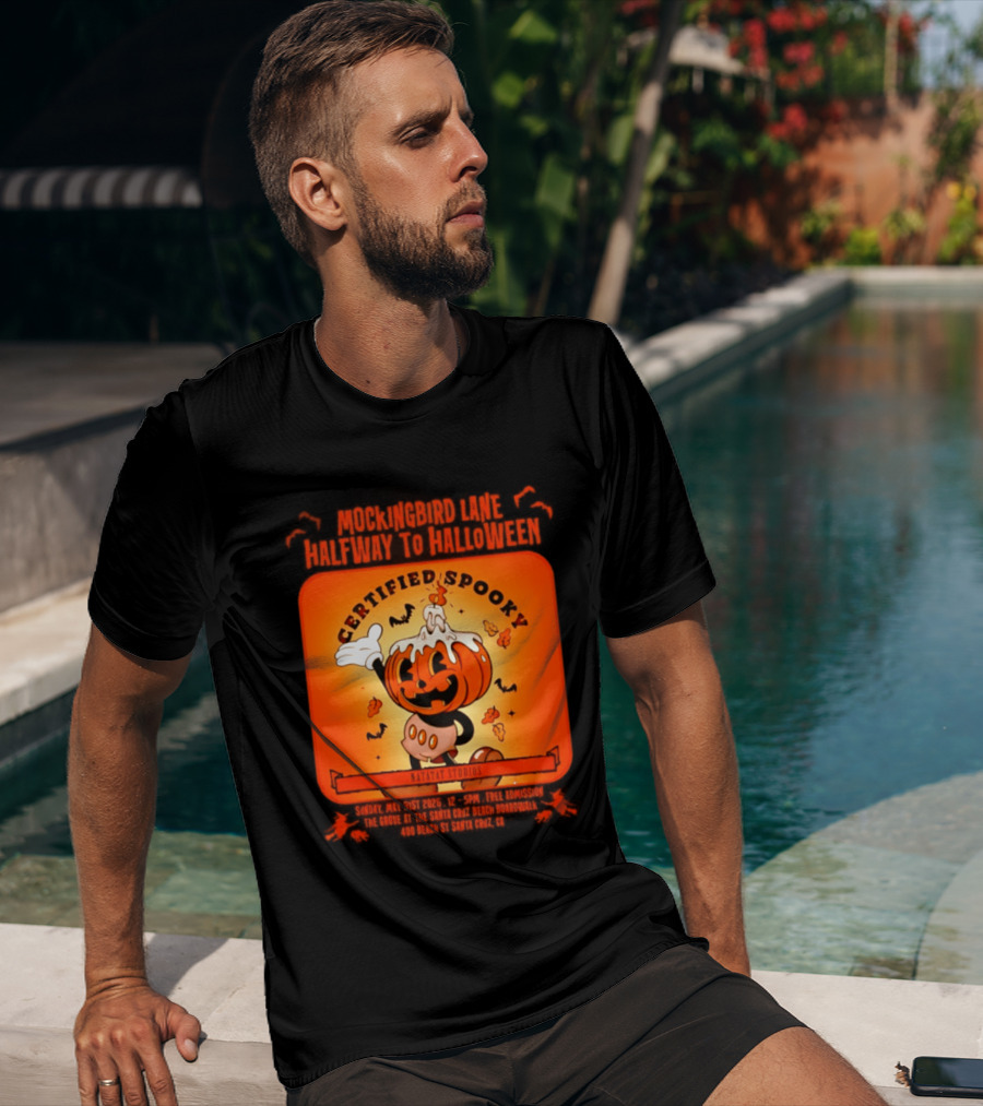 Mockingbird Lane Halfway To Halloween Certified Spooky Natatat Studios Vintage Cartoon Pumpkin T-Shirt