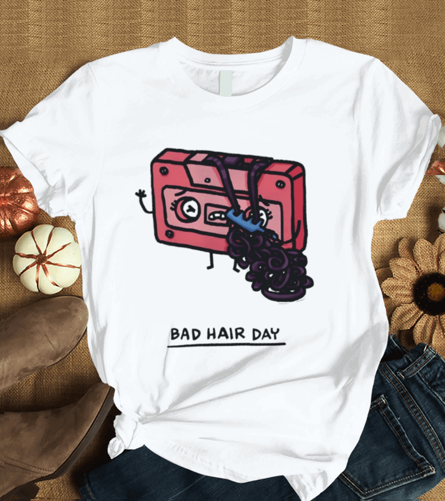 Bad Hair Day Cassette Tape Music Humor Retro 90s T-Shirt