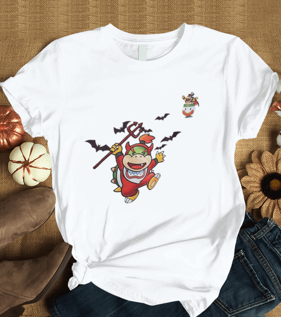 Bowser Jr Halloween Devil Costume Bats Bowser Clown Car T-Shirt