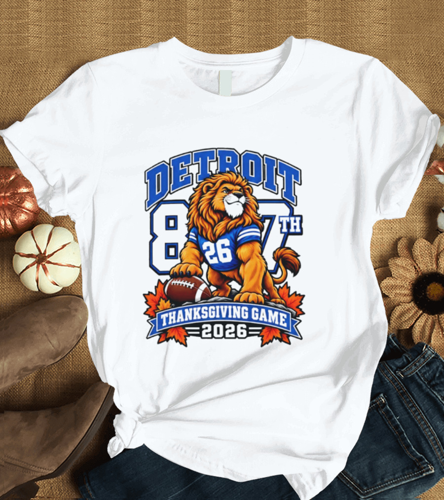 Detroit Lions 87th Thanksgiving Game 2026 Lion Football 26 T-Shirt