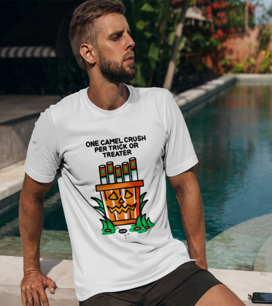 One Camel Crush Per Trick Or Treater Pumpkin Cigarette Pack Halloween T-Shirt