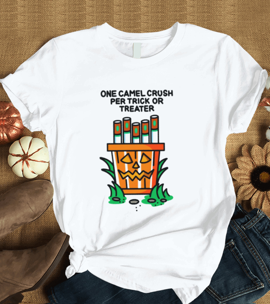 One Camel Crush Per Trick Or Treater Pumpkin Cigarette Pack Halloween T-Shirt