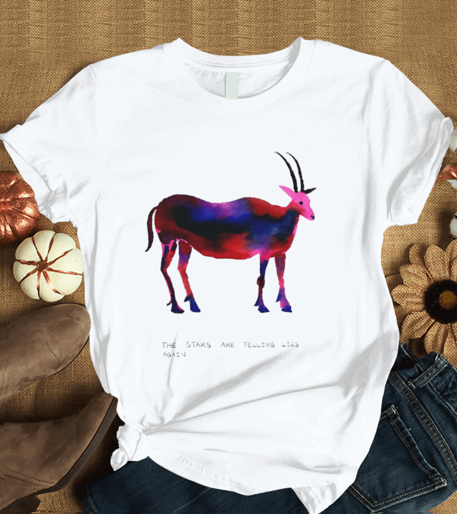 The Stars Are Telling Lies Again Astrology Watercolor Goat T-Shirt