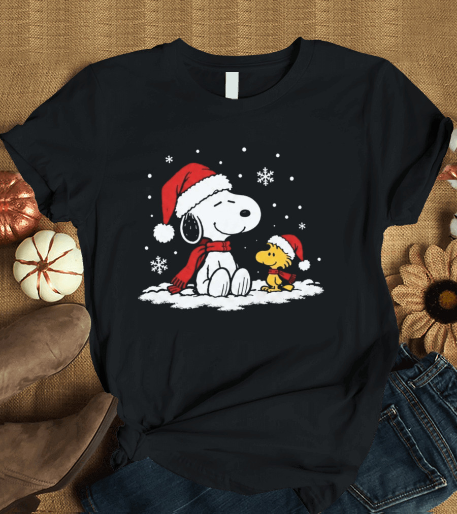 Peanuts Snoopy And Woodstock Christmas Tree Happiness All Over For Comic Fans T-Shirt