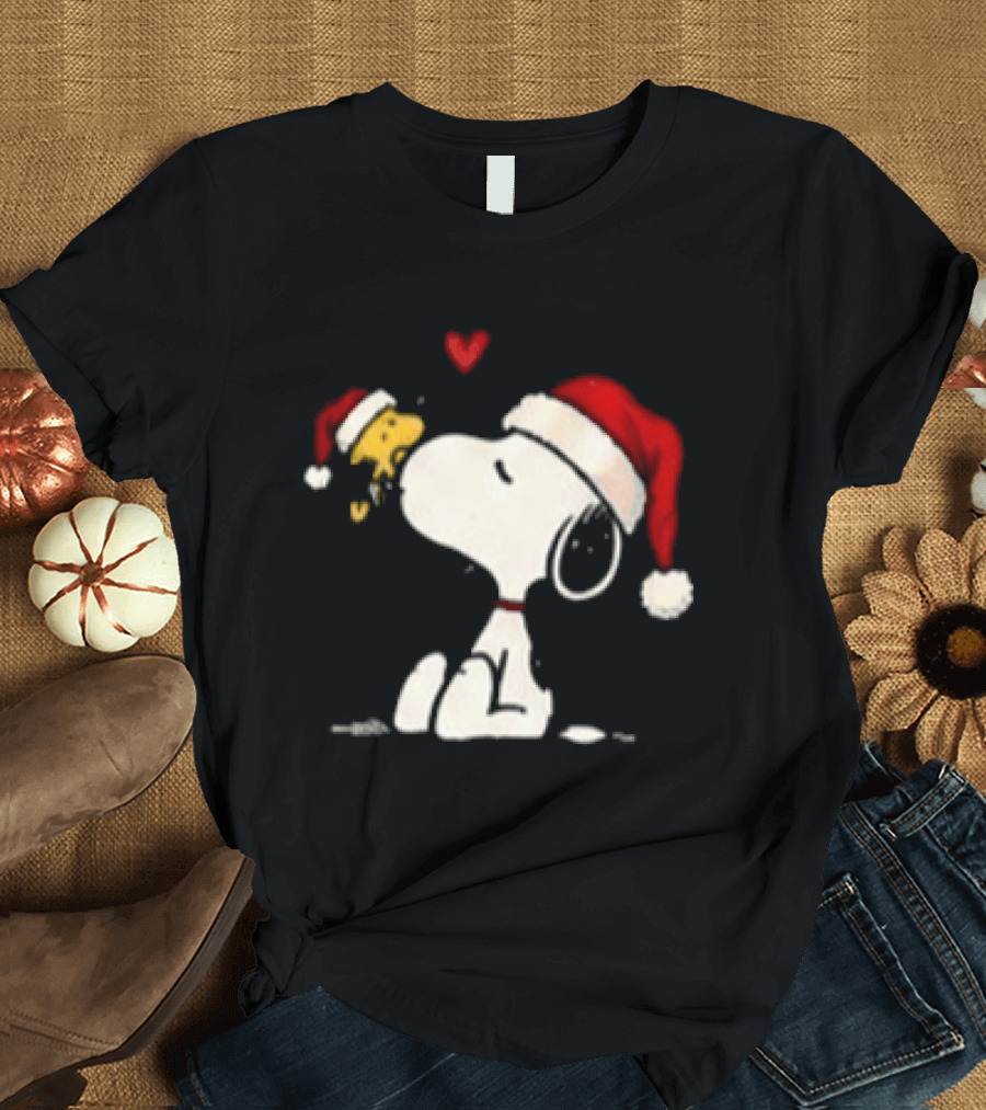 Snoopy Santa Hat Most Likely To Get Caught Kissing For Snoopy Lovers T-Shirt