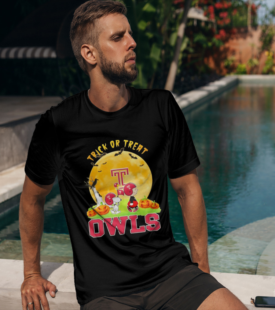 Temple Owls Peanuts Trick Or Treat Abbey Road Halloween T-Shirt