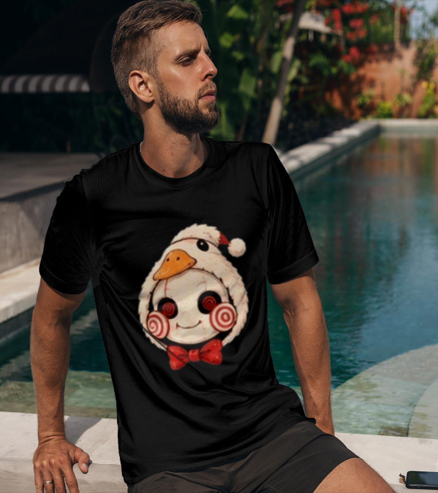 Jigsaw I Want To Play A Game With Cookies Christmas Santa Chicken Costume T-Shirt