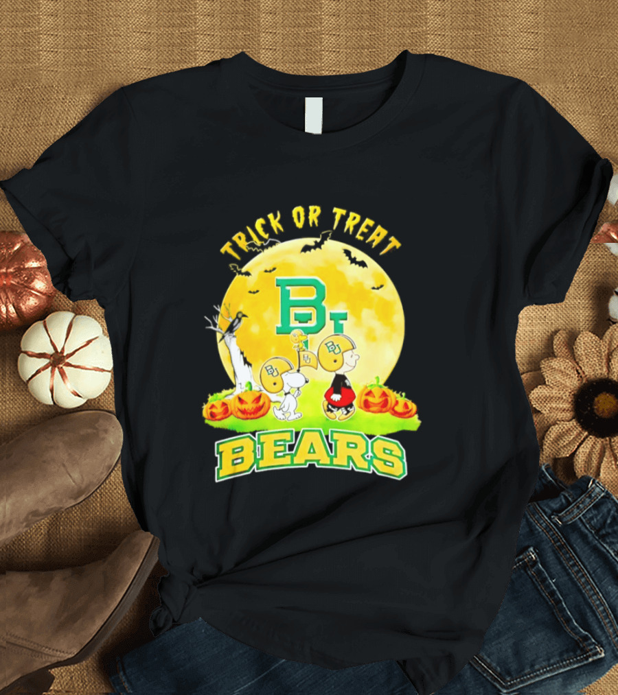 Baylor Bears Peanuts Trick Or Treat Halloween Football Helmets Pumpkins 2026 T-Shirt