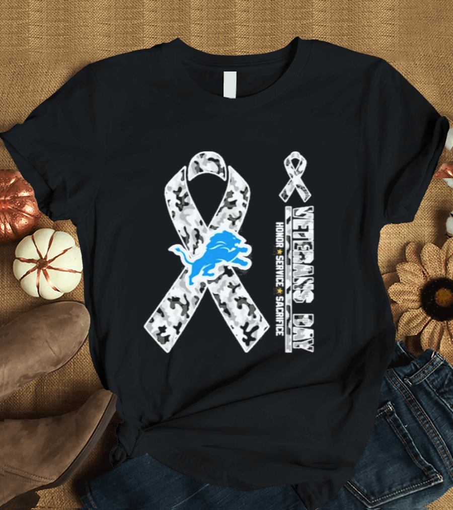 Detroit Lions Veterans Day Honor Service Sacrifice 2026 T-Shirt