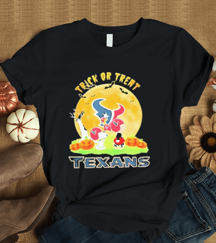Trick Or Treat Houston Texans Peanuts Halloween Abbey Road 2026 T-Shirt