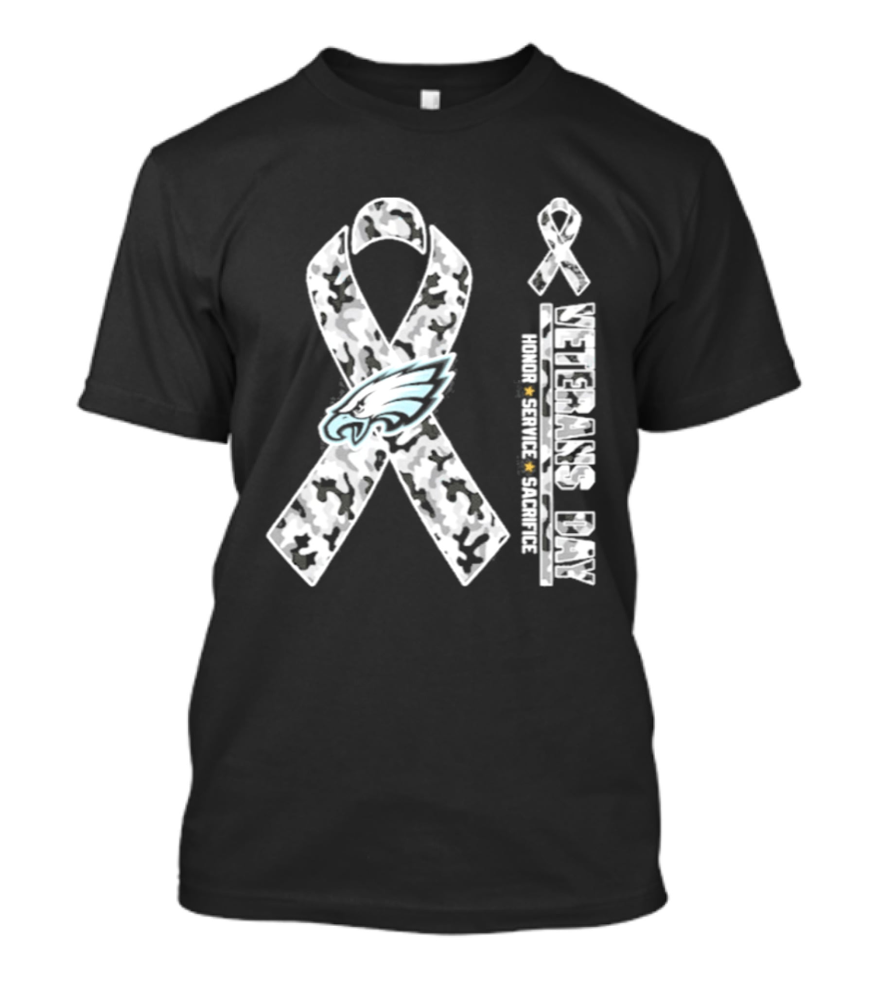 Philadelphia Eagles Camo Ribbon Veterans Day 2026 Honor Service Sacrifice T-Shirt