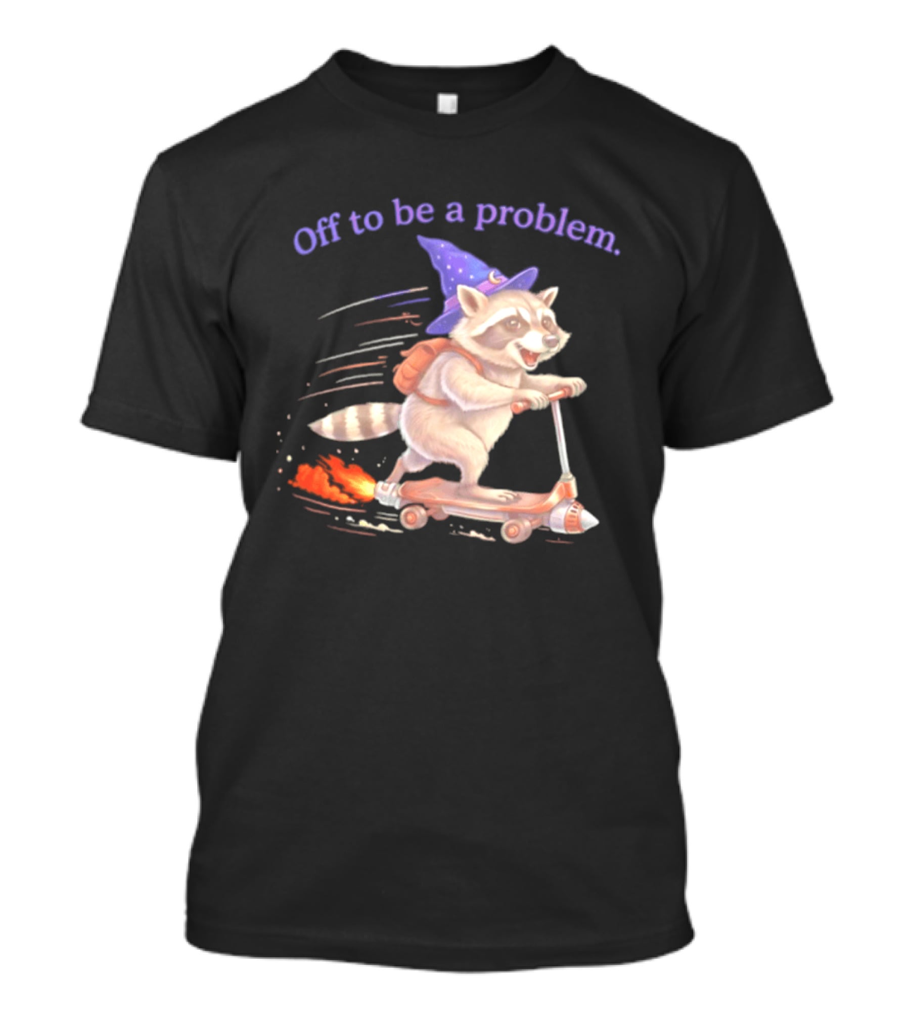 Raccoon Wizard Scooter Adventure Off To Be A Problem T-Shirt