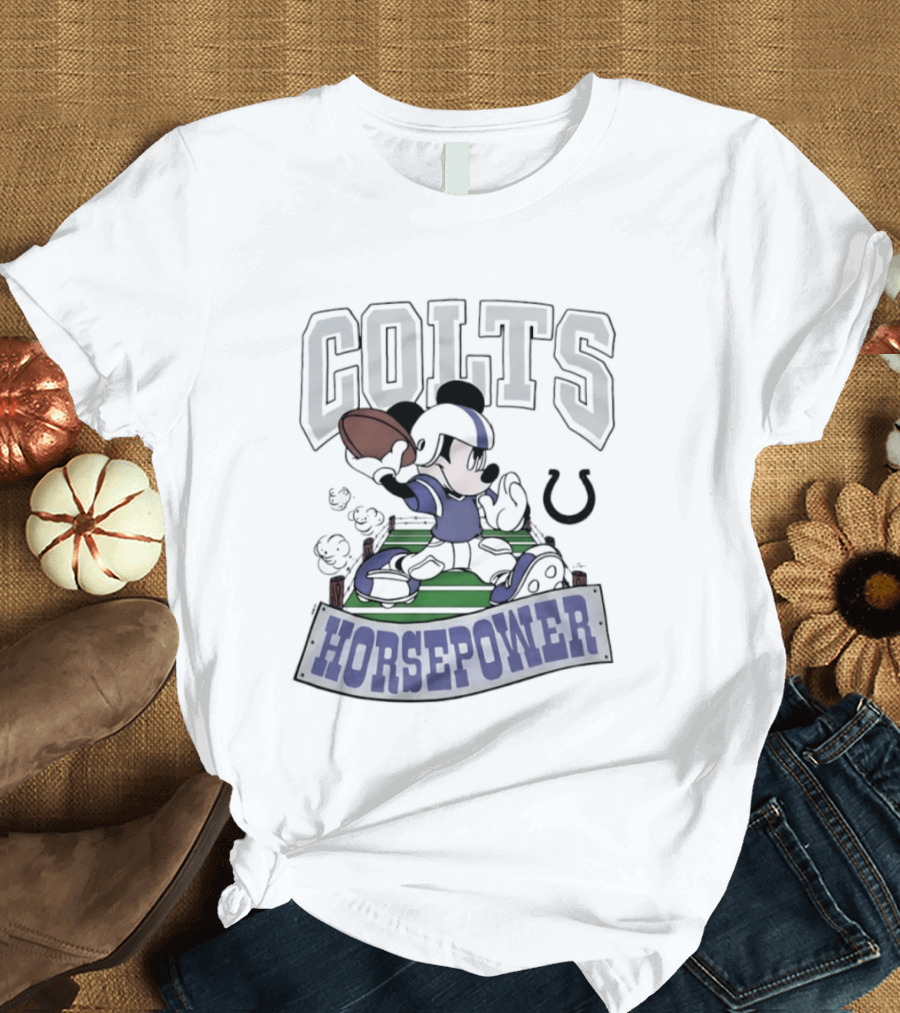 Mickey Mouse Colts Horsepower 2026 Football Disney X Indianapolis Collaboration T-Shirt