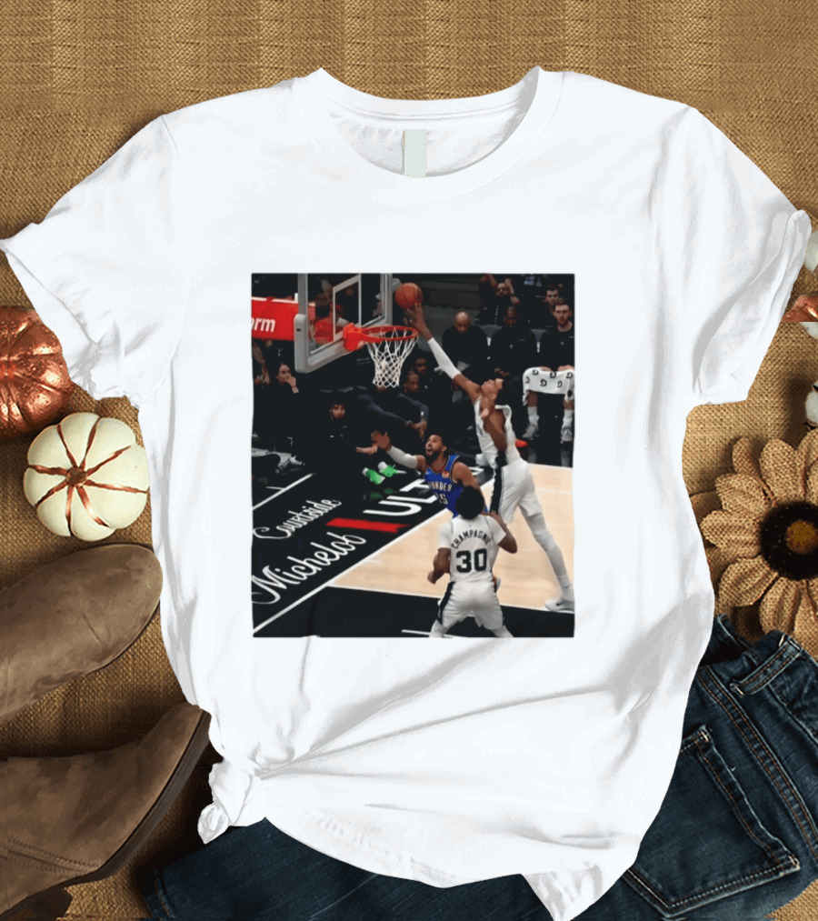 Victor Wembanyama San Antonio Spurs Block Shot Action Thunder Game T-Shirt