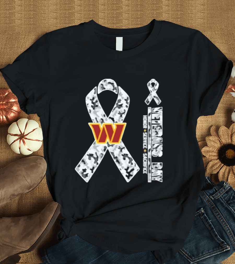 Washington Commanders Veterans Day 2026 Honor Service Sacrifice Camo Ribbon T-Shirt