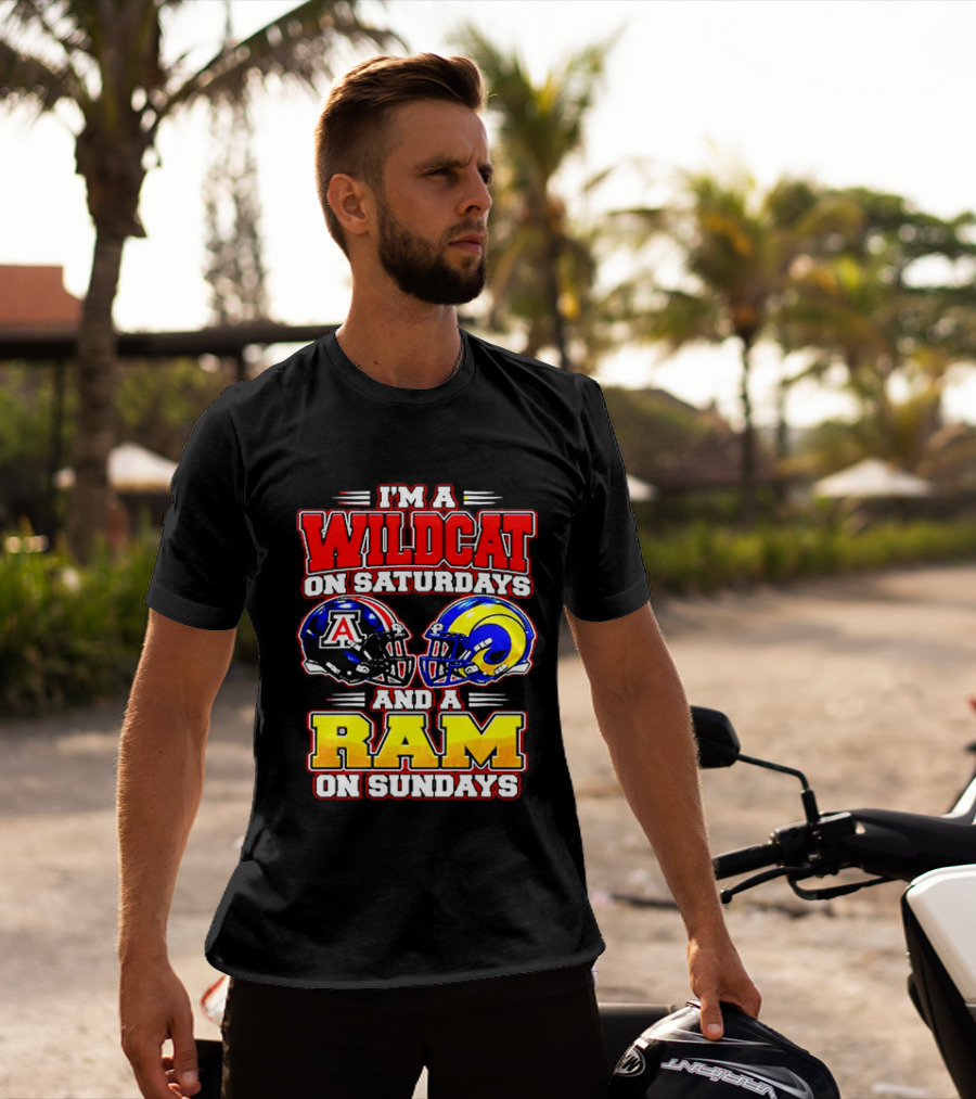 I'm A Wildcat On Saturdays And A Ram On Sundays Arizona Los Angeles Football Fans T-Shirt