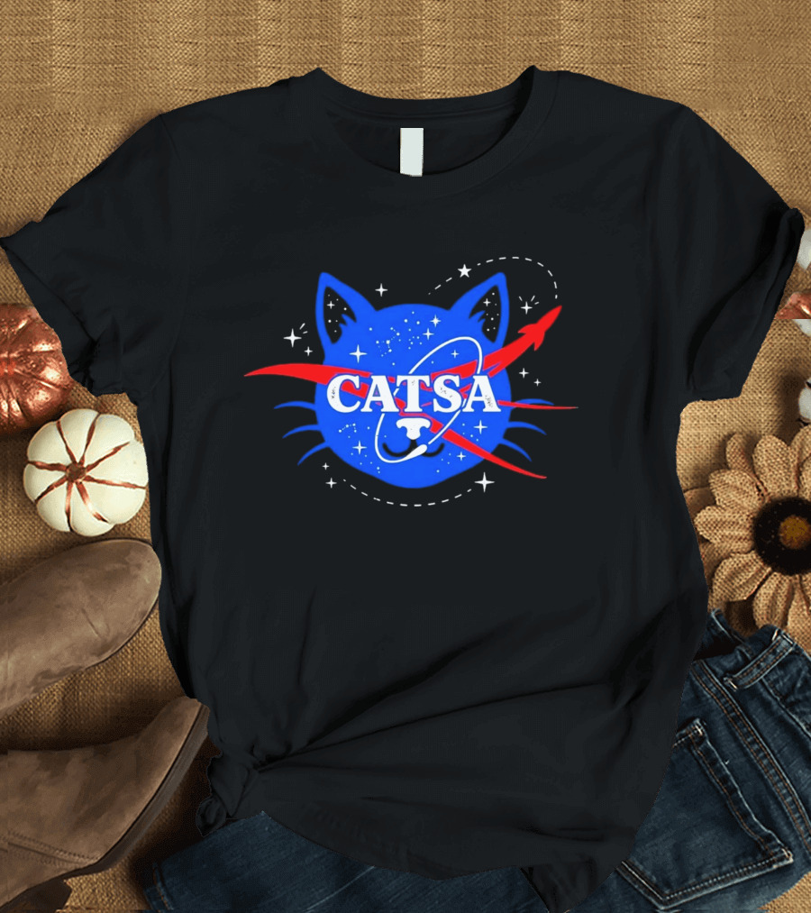 CATSA Space Cat NASA Science Logo Rocket Astronaut T-Shirt