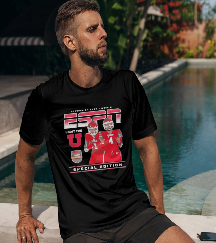 October 30 2022 Week 9 ESPN Light The U Special Edition Utah Utes College Gameday T-Shirt