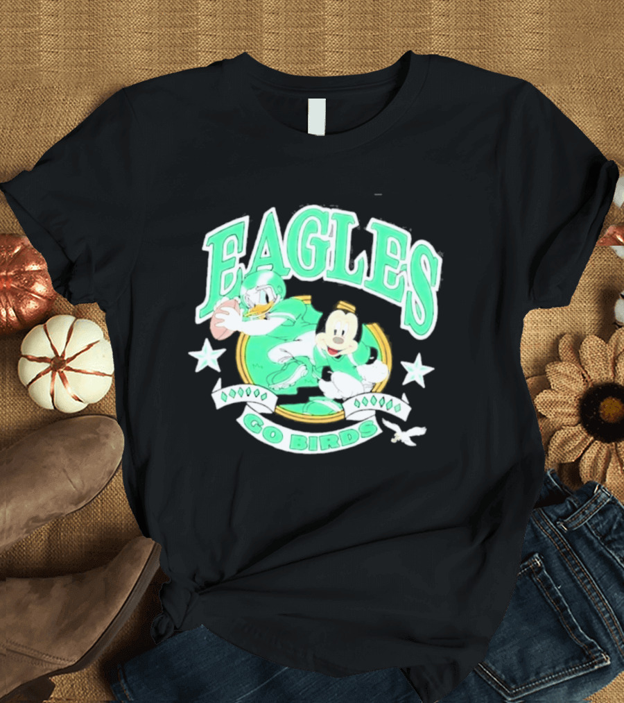 Eagles Go Birds Donald Duck Mickey Mouse Football Stars T-Shirt