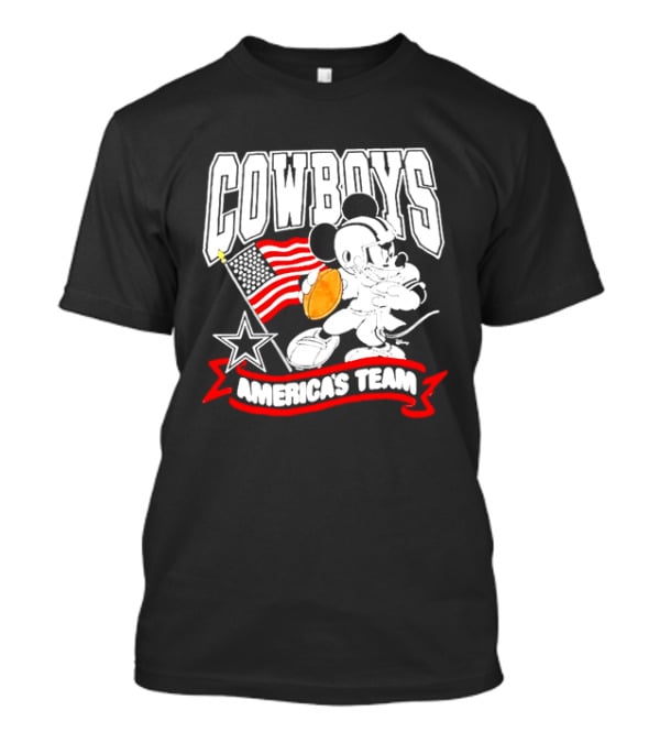 Cowboys Mickey Mouse Americans Team Flag Football T-Shirt