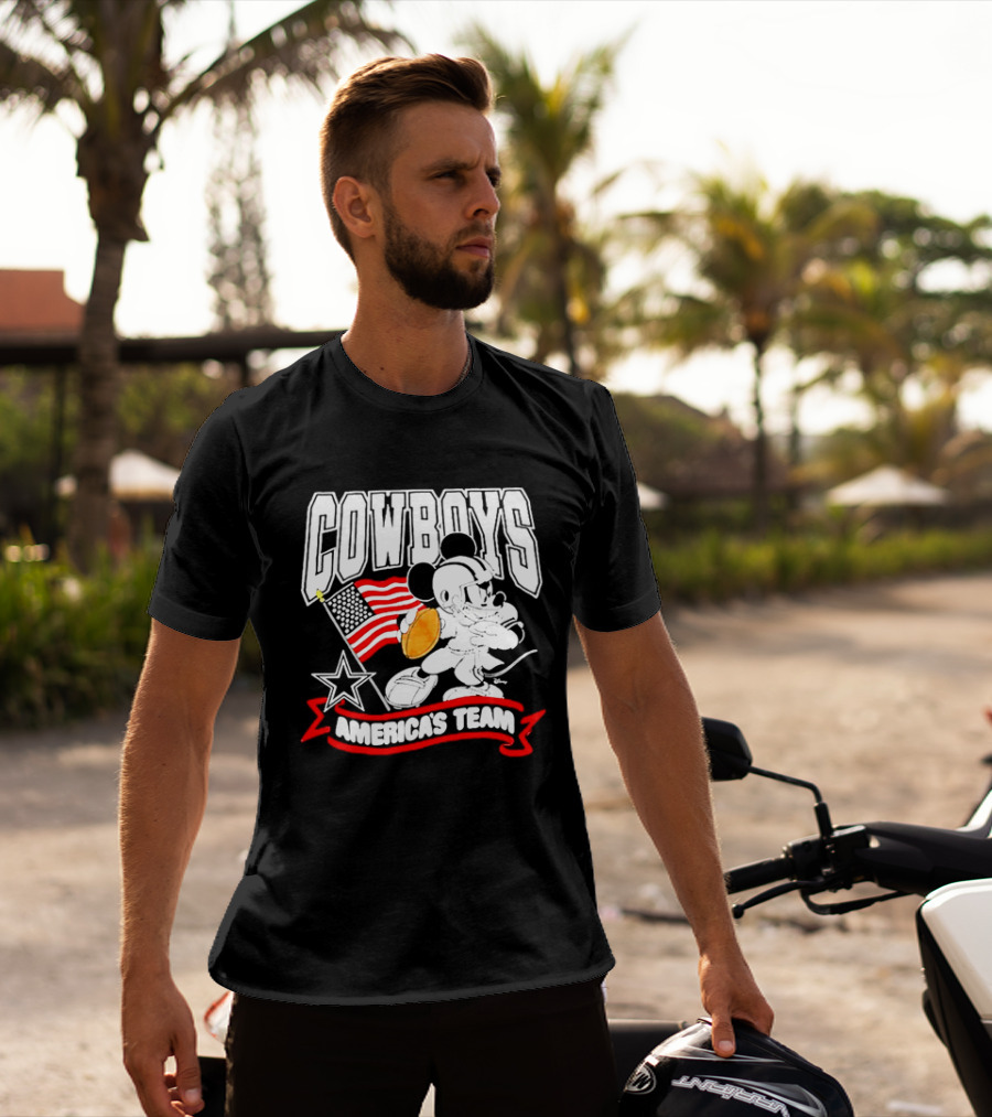 Cowboys Mickey Mouse Americans Team Flag Football T-Shirt