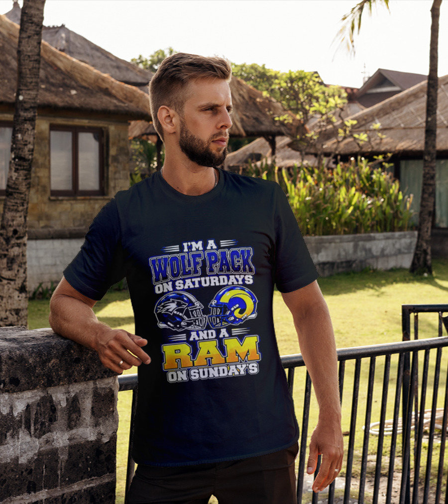 I'm A Wolf Pack On Saturdays And A Ram On Sundays Football Fans T-Shirt