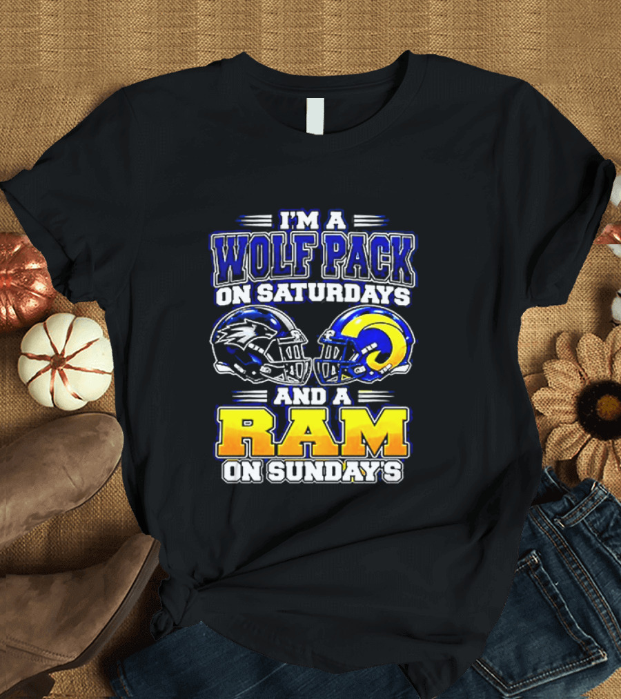 I'm A Wolf Pack On Saturdays And A Ram On Sundays Football Fans T-Shirt