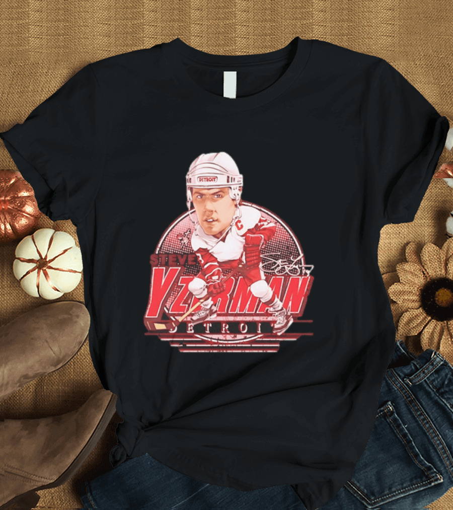 Steve Yzerman Detroit Red Wings Bruce Stark Collection Away Signature T-Shirt