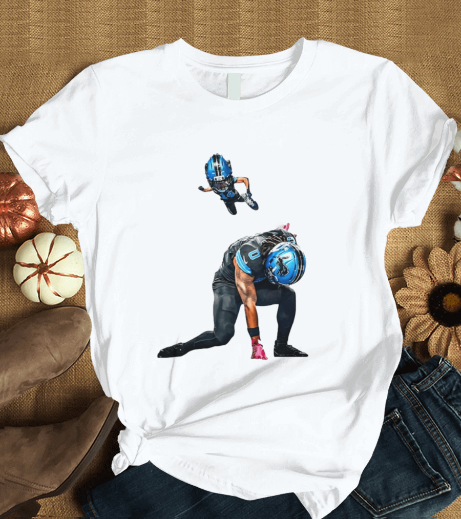 Amon Ra St. Brown Jahmyr Gibbs Super Hero Celebration Football Lions T-Shirt