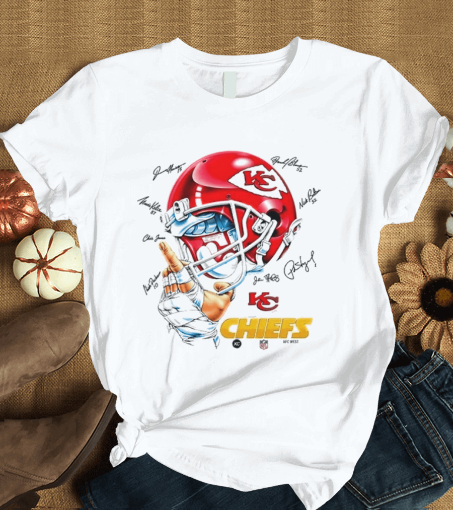 Kansas City Chiefs Signatures KC Football Helmet Chiefs Kingdom T-Shirt