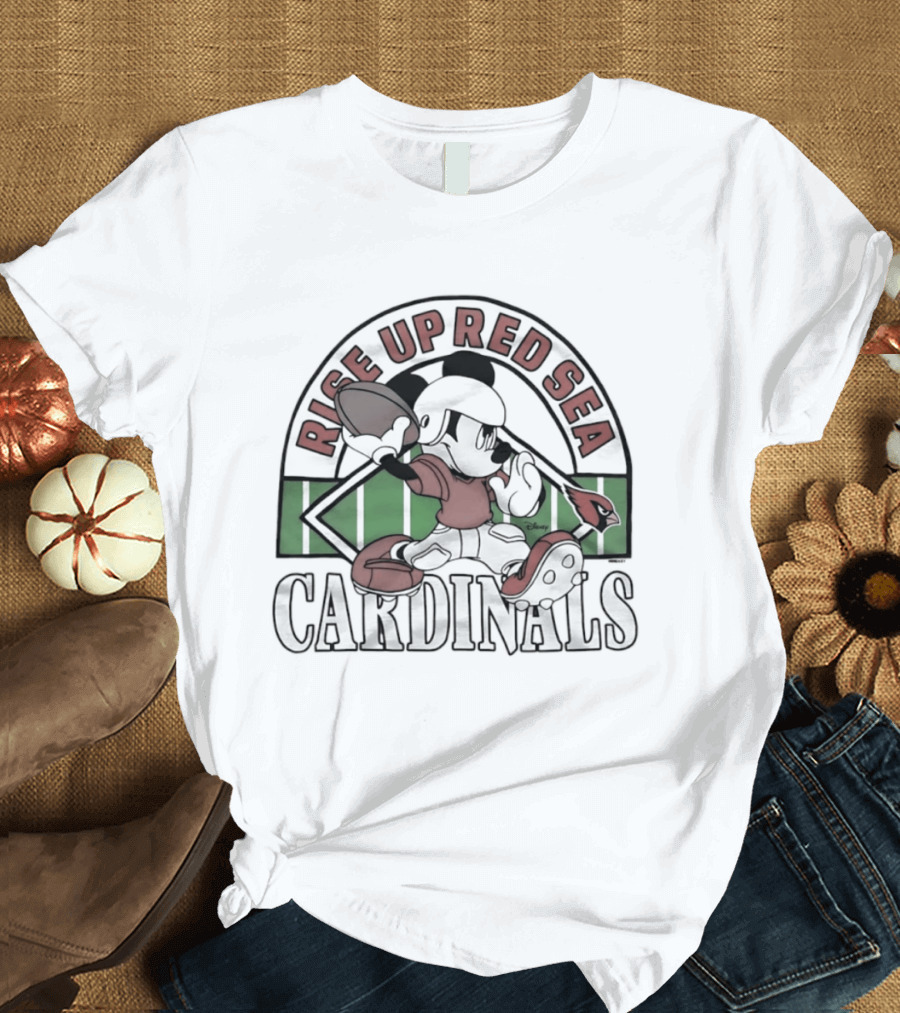 Mickey Mouse Arizona Cardinals Rise Up Red Sea Football T-Shirt