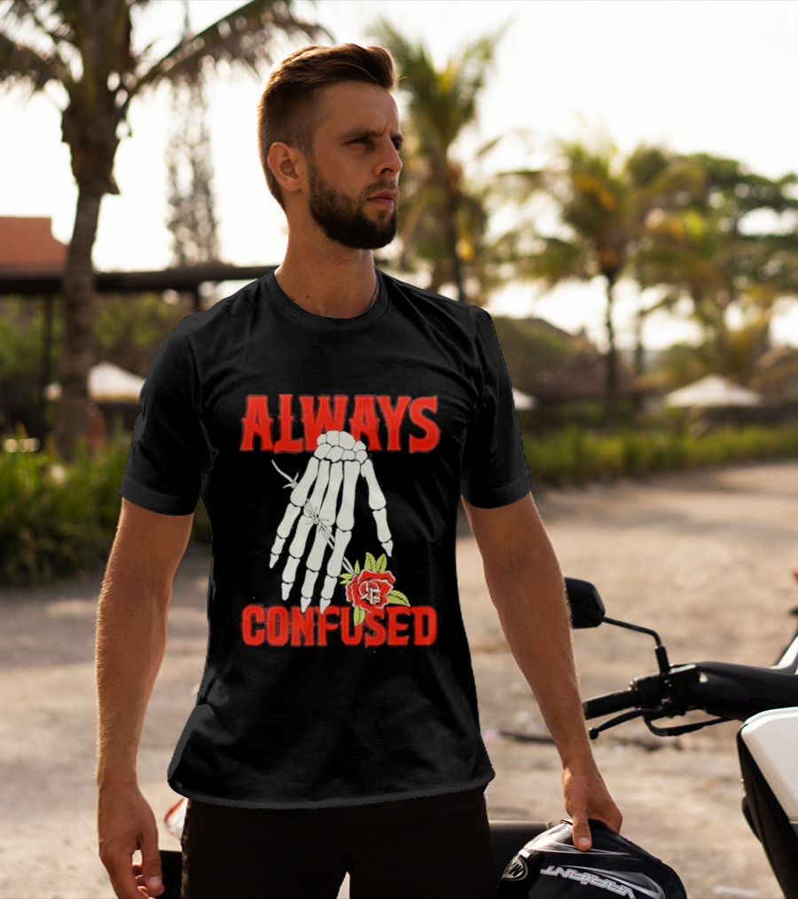 Always Confused Skeleton Hand Barbed Wire Rose T-Shirt